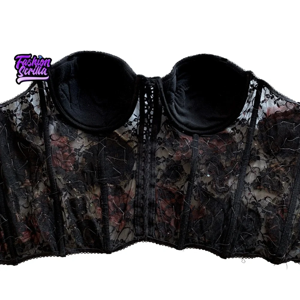 Vintage Alberto Makali Avant Garde Archival Lace Silk Apliqué Bustier Corset Top - Picture 2 of 14